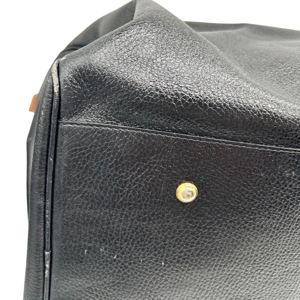 I‎ Santi Duffel Overnight Bag Leather Made In Italy Black Brown Top Handle EUC